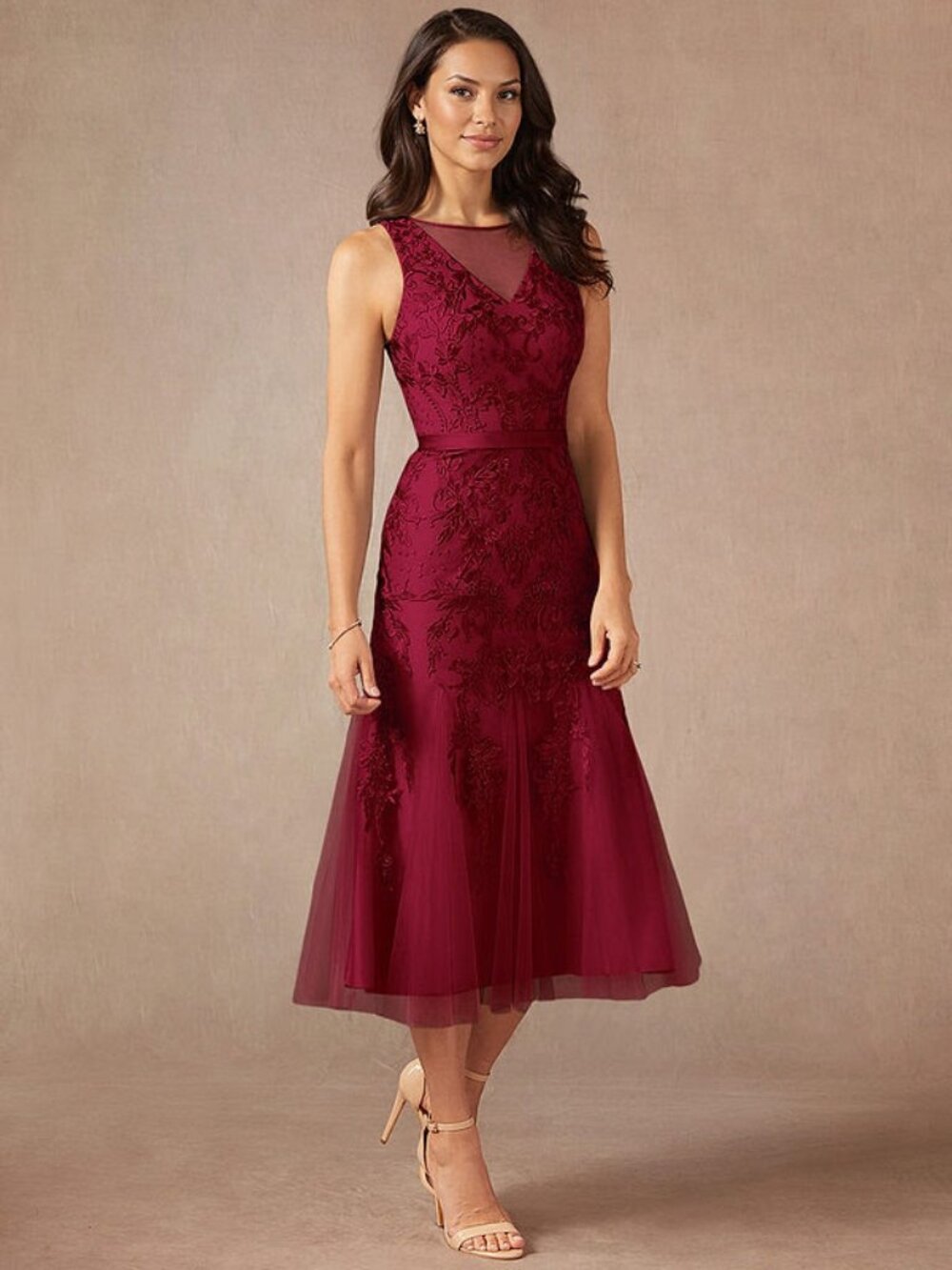 Burgundy Mermaid Lace Dress